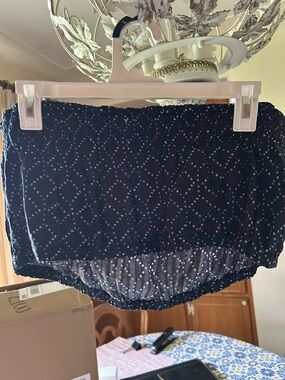 Universal Thread Navy Blue Smocked Mini Swimsuit Coverup with White Dot Pattern